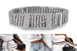 New Silver Full Rhinestone Diamante Fashion Women Belt Sequins Corset Belt Harajuku Ladies Waist Charm Accessory Size Y200424865801256337