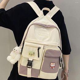 School Bags Girl Student Harajuku Backpack Cute Nylon Women Badge Bag College Lady Kawaii Female Fashion Book Trendy