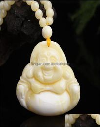 Necklaces & Pendants Jewelry White Beex Pendant Maitreya Buddha Sweater Chain Bone China Amber Necklace For Men And Women Charms Drop Del8555488