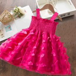 Girl's Dresses 2024 Summer New Girls Little Flying Sleeve Dress Childrens Sequins Mesh Tulle Tutu Clothes Fashion Korea Princess Dress 2-6Yrs