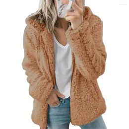 Women's Knits Zipper Hooded Woollen Coat Woman Solid Fleece Jackets Cashmere Long Sleeved Loose Coats Female Winter Ladies Fashion Jacket