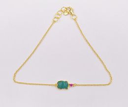 Gold Bear Colour Bracelet With Amazonite And Ruby Authentic 925 Sterling Silver bracelets Fits European bear Jewellery Style Gift And9327980
