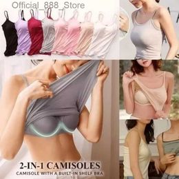 Women's Tanks Camis Sexy Tank With built-in bra Stretchy tight underwear no steel ring corset sling Sleless yoga sports casual T-shirt d240427