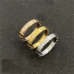 High quality blue box diamond gold rings for woman man luxury Jewellery unisex rise gold silver fashion accessory checked party wedding gift size 5-10 women ring