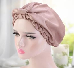 BeanieSkull Caps Silk Satin SleepCap Women Turban Elastic Head Scarf Hair Care Night Hat Chemo Sleeping Bonnet Beanie Cover Head3344348