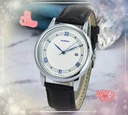 Three Stiches Busines Casual Men Women Watch Auto Day Date Time Quartz Clock President Generous Cow Leather Strap Shiny Starrry Watches reloj hombre gifts