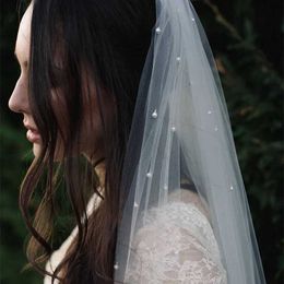 Wedding Hair Jewelry Hot Sale Ivory Bridal Veil With Comb One Layer Cathedral Pearl Wedding Veil Veu de Noi vail