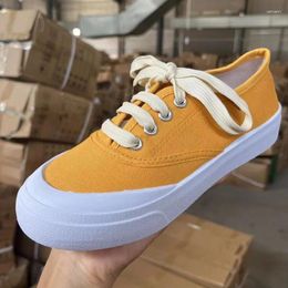 Casual Shoes Breathable Cloth Vulcanized Female Sports Flats Loafers 2024 Autumn Womens Comfortable Canvas Single Yellow