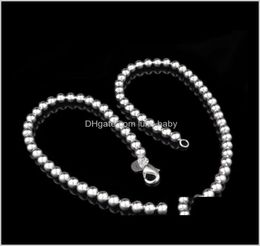 Beaded Pendants Drop Delivery 2021 Jewelry With 6Mm 4Mm Sterling Sier Ball Number 8Mm 10Mm Sliver 925 Solid Round Chains Necklaces7539706