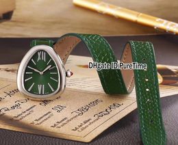 New Fashion 102726 Steel Case Green Dial Swiss Quartz Womens Watch Ladies Watches Lengthened Black Red White Green Brown Leather S6149282