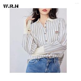 Women's Blouses White Classic Striped Shirt Women 2024 Turn Down Collar Long Sleeve Oversized Blouse Korean Fashion Ladies Casual Top