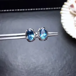 Stud Earrings Exquisite Natural Topaz Gemstone For Women Ornament Real 925 Silver Certified Gem Lucky Birthstone Gift