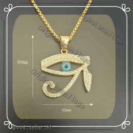 Egyptian the Eye of Horus Pendant Necklace for Women/men 14K Yellow Gold Evil Eyes Necklace Iced Out Bling Hip Hop Egypt Jewellery 225