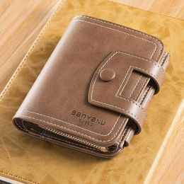 Wallets Classic Style Wallet Genuine Leather Men Buckle Short Male Purse Card Holder Fashion High Quality