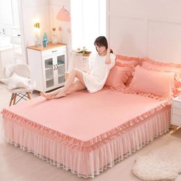 Bed Skirt Lace Anti Slip Ruffle Edge Transparent Gauze Wear Resistant Cover Household Mattress Protective Bedding