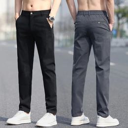 Men's Pants 2024 Casual Men Stretch Classic Office Business Korean Male Elastic Waist Thin Cotton Loose Straight Formal Trousers