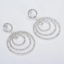 Stud Earrings WE300 Fashion Women Bridal Circle Rhinestones Wedding Jewellery Party Gift