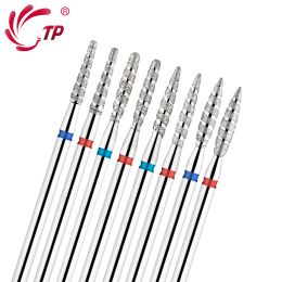 Bits TP 2pcs Flame Diamond Nail Drill Bits 3/32" Spiral Particle Manicure Drill Bit for Nails Sander Tips Cuticle Clean Tools