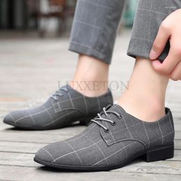 Casual Shoes Men Leather 2024 Classic Business Fashion Korean Version Pointed Tie Up Formal Wedding