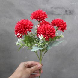 Decorative Flowers Artificial Ball Chrysanthemum Flower Head Home Party Decoration Layered Fluffy Petals Arrangement Christmas Decorations