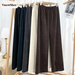 Women's Pants VmewSher Women Casual Retro Vintage Corduroy Autumn Spring High Waist Loose Slim Solid All-match Straight Trousers