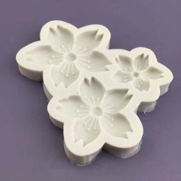 Moulds 3 Cavity Cherry Blossom Flower Shaped Silicone Mould Sun Flower Fondant Chocolate Cake Decoration Baking MoldTool