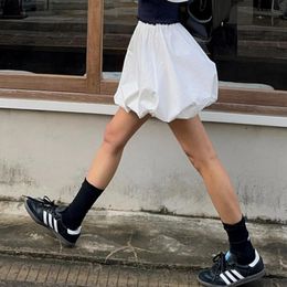 Korean Fashion White Mini Skirt Women Spring Summer Streetwear Simple High Waist A-line Faldas Vintage Casual Short Skirts 240419