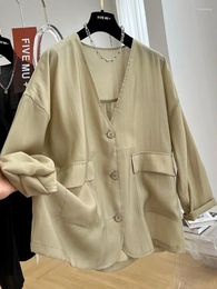 Women's Blouses V-neck Thin Jacket Summer Long Sleeved Sun Protection Top Blusas Mujer De Moda 2024 Vintage Black Shirts Chic Blouse