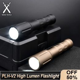 Lights Tactical Airsoft Modlit PLHV2 High Powerful Flashlight With UN Switch 1300Lumen Weapon Spotlight AR15 Scout Light Fit 20MM Rail