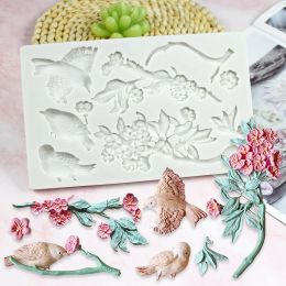 Moulds Sparrow Flower Chocolate Mould Cupcake Toppers Desserts Fondant Mould Chinese Style Cake Decorating Fondant Mould Baking