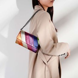 Designer Women's Bag Contrast Colour Leather Stitching Crossbody Bag Golden Bird Shoulder Bag Women's Bag Rainbow Handbag For Woman CYX042407