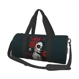 Outdoor Bags Sugar Skull Rose Gym Bag Cool Fashion Portable Sports Large Travel Training Design Handbag Vintage Fitness For Men