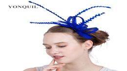 21Colors Elegant women feather headband headpiece sinamay wedding fascinator on hair combs hair accessories races church headwear 3284118