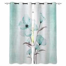 Curtain Flower Gradient Turquoise Window Curtains For Living Room Kitchen Bedroom Decorative Treatments