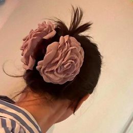 Hair Clips Barrettes Fabric Giant rose hair clip exposed claws elegant bucket shaped headband womens accessories