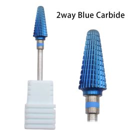 Bits 5in1 Tapered Safety Blue Carbide Nail Drill Bits Cut Drills Carbide Milling Cutter For Manicure Remove Gel Nails Accessories