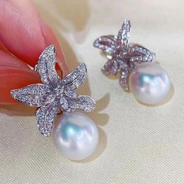 Stud Earrings 2024 Pearl Princess Temperament Star For Women Tiktok European And American Fashion Can Love Small Ear Buckle Jewelry