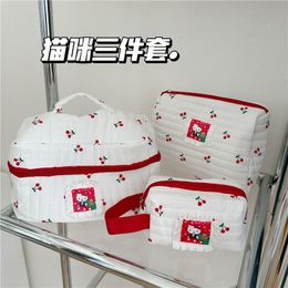 Cute Large Capacity Cat Cosmetic Bag Ins Style Skin Care Storage Bag Student Travel Portable Toiletry Bag Stationery Bag