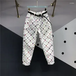 Women's Jeans Net Red Colourful Patcch Hole For Women Spring Summer All-match High Waist Harem Pants Casual White Denim Trousers