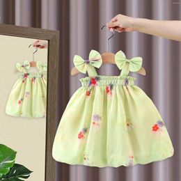 Girl Dresses Infant Baby Girls Summer Clothes Bow Print Strap Dress For 1 Year Toddler Clothing Princess Birthday