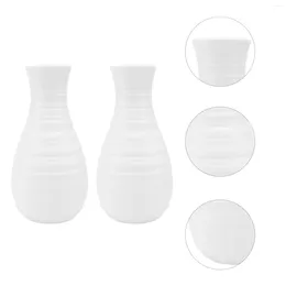 Vases 2Pcs Room Vase Plastic Plants Holder Home Desktop Decor White