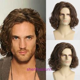 Wig wig mens short curly hair fluffy headgear