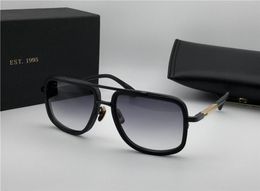 Matte Black 2030 Titanium Sunglasses for Men GoldGrey Shaded Square Sunglasses Eyewear with Case9088650