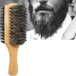 Men Boar Bristle Hair Brush - Natural Wooden Wave Brush for Male, Styling Beard Hairbrush for Short,Long,Thick,Curly,Wavy Hair