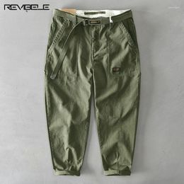 Men's Pants Vintage Cotton Trousers Solid Colour Multi-pocket Wide-leg Cargo Pant Japanese Casual Mid-rise Baggy Unisex With Belt