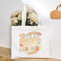 Shopping Bags It's Beautiful Day For Learning Print Ladies Canvas Teacher Bag Handbag The Graduation Thank You Gift