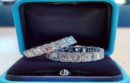 Choucong Brand Unique Wedding Rings Fashion Jewellery 925 Sterling Silver Princess Cut White Topaz CZ Diamond Gemstones Eternity Wom5192806