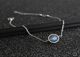 925 Sterling Silver Anklets for Women 2019 Geometric Round Moonstone Anklet Chain Anklets Jewellery Foot Bracelet accesorios mujer5948507