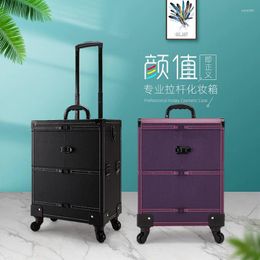 Cosmetic Bags Professional Makeup Case Carry On Luggage With Wheels Portable Side Bag For Ladies Travel Suitcase