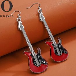 Dangle Earrings Obega Guitar Drop For Women Silver Colour Black Red White Epoxy Vintage Girls Cute Jewellery Gift Fishhook Style